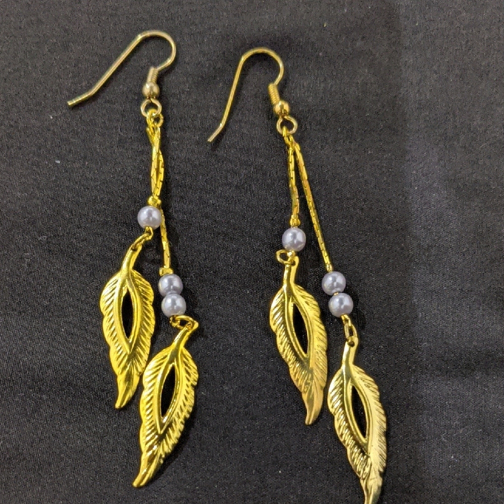 Elegant Gold Leaf Earrings with Silver Accents
